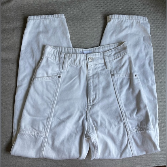 Zara Cargo Pants In White Size 2 - Picture 7 of 10